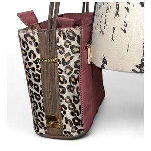 SAMOE Satchel Crossbody‎ Bag Mauve Pink Leopard Print Accent Stylish
